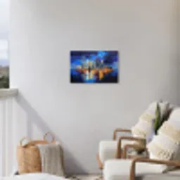 Skyline Toronto - Modern - Stadslicht - Blauw Tuinposter op houten frame 2 cm dik klein -sfeer1