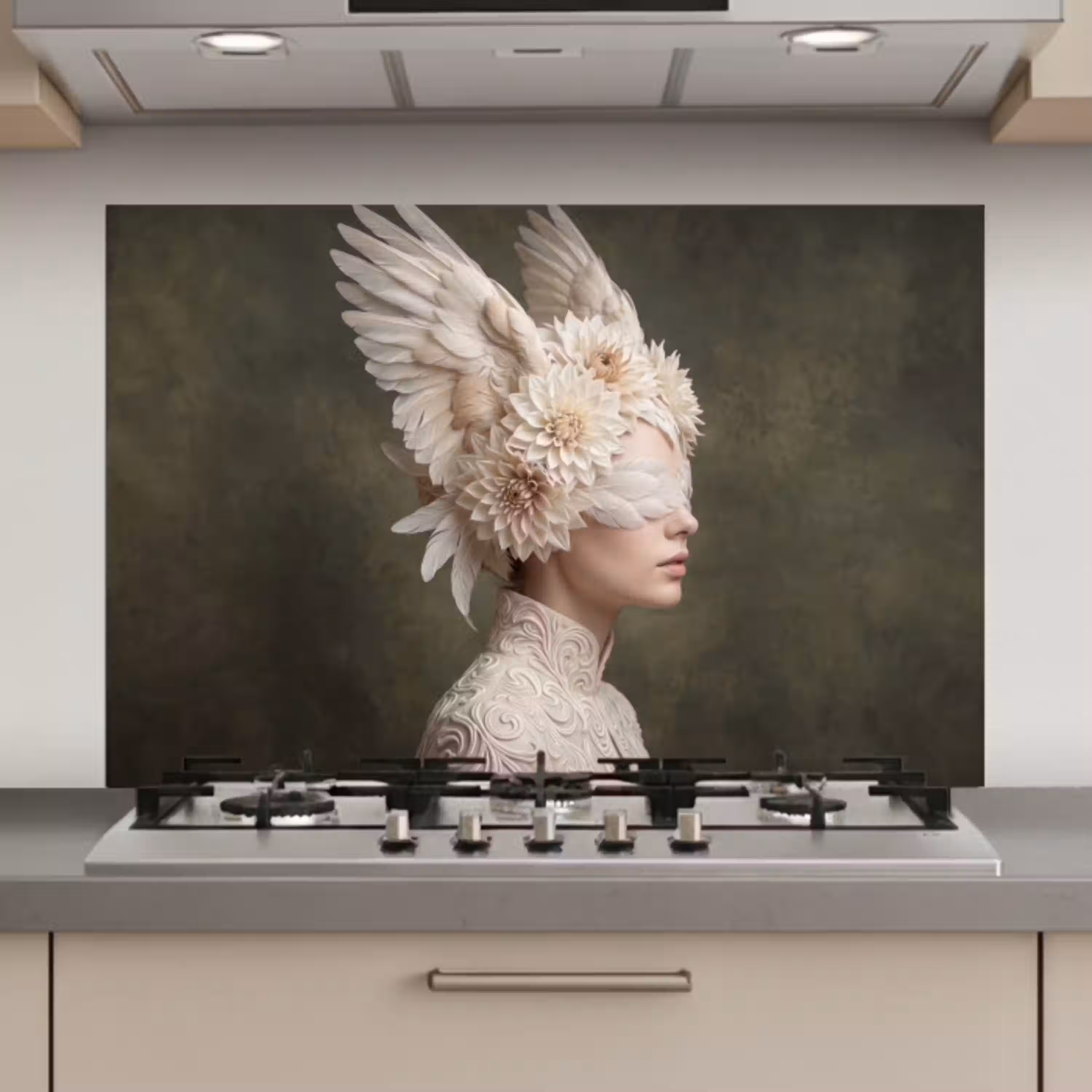 Vleugels - Vrouw - Wit keuken achterwand spatscherm klein -3d_website