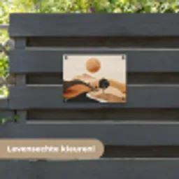Zon - Heuvels - Boom - Abstract tuinposter los doek klein -sfeer3