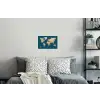 Wereldkaart - Donkerblauw - Beige Muursticker klein -slaapkamer