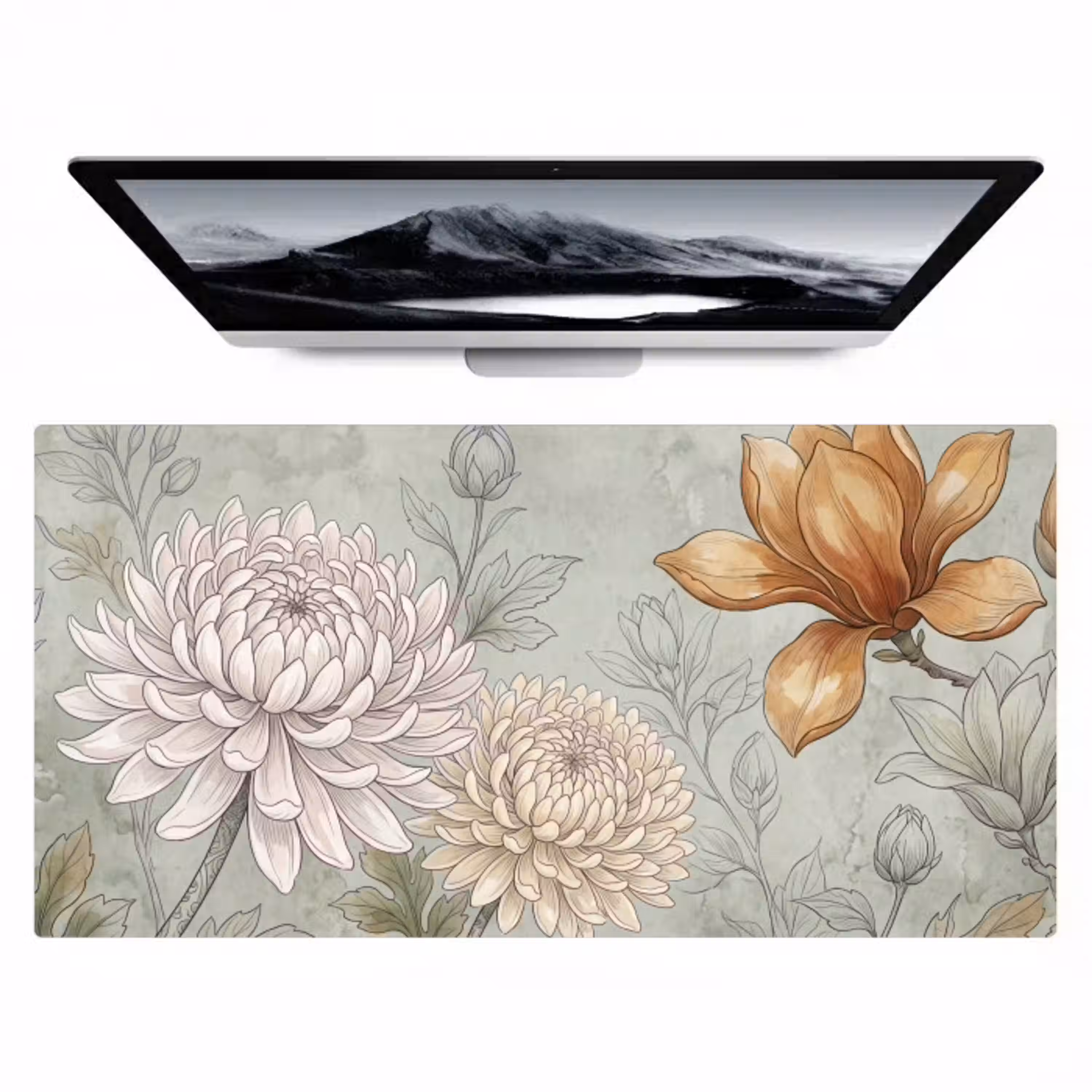 Illustratie - Bloemen - Groen Muismat XXL klein -zzz3d