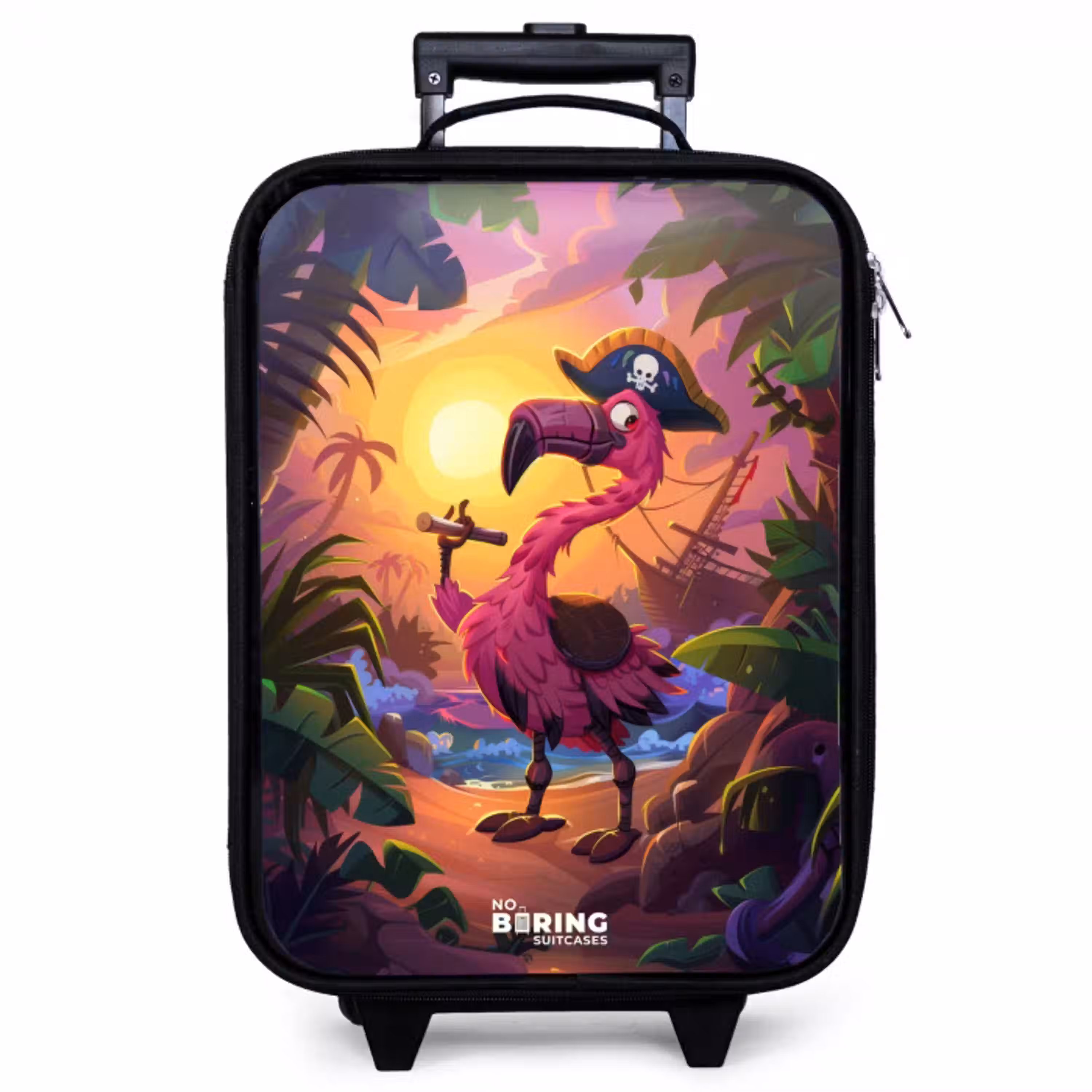 Piraten flamingo op een tropisch pad Kinderkoffer - Zwart klein -zzz_website3d