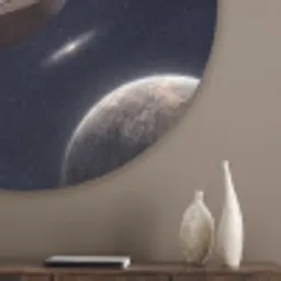 Planeten - Saturnus - Ruimte Akoestische PET Vilt - Rond klein -sfeer5_closeup