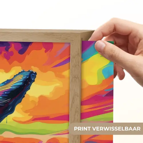 Zonsondergang - Walvis - Geschilderd - Kleurrijk Light Box met batterij (Wandlamp) middel -USP_websiteprintNL