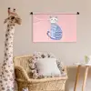 Kat - Illustratie - Minimalistisch - Roze Wandkleed katoen klein -wsfeer5_kind