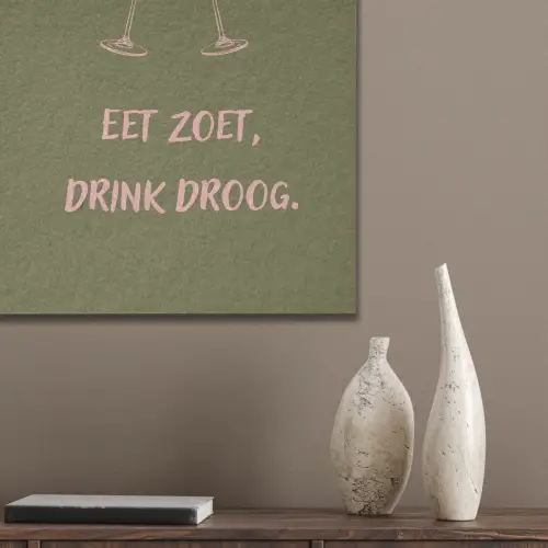Roze - Groen - Wijn - Quote PET vilt klein -sfeer6_closeup