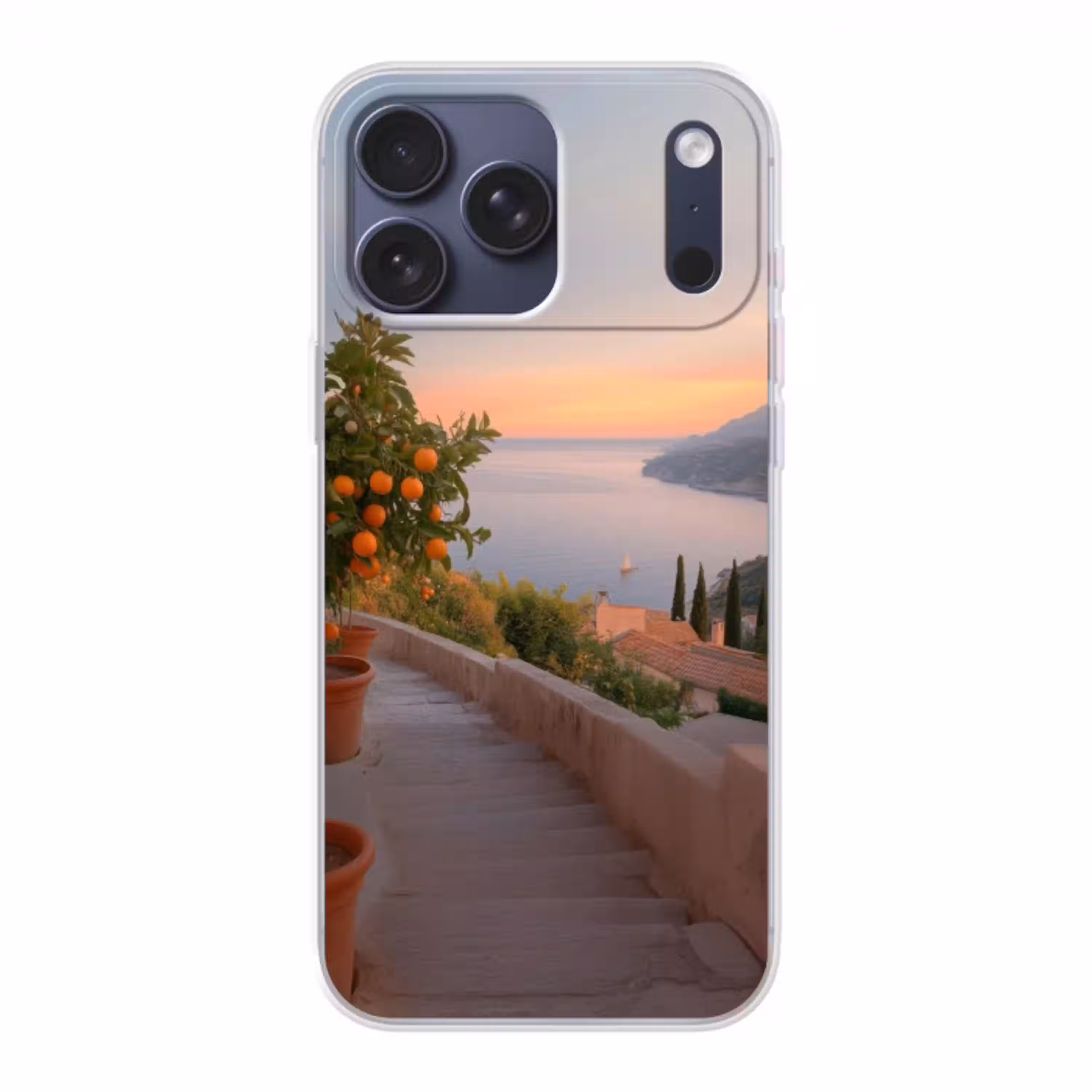 Middelandse zee - Sinaasappel - Heuvels - Zee Telefoonhoesje iPhone 17 Pro Max klein -3d