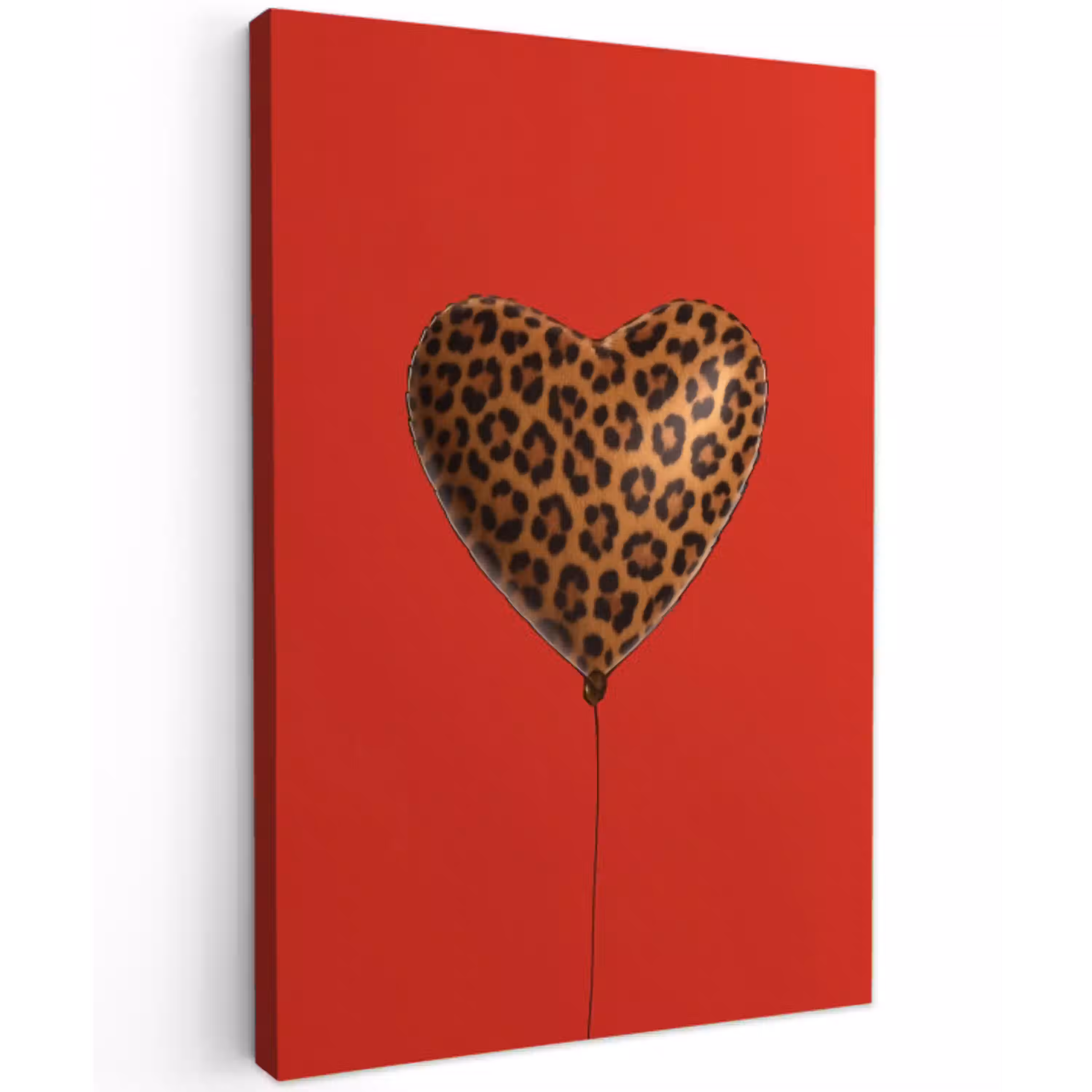 Ballon - Hartvormig - Rood - Panterpatroon Tuinposter op houten frame 2 cm dik middel -3d