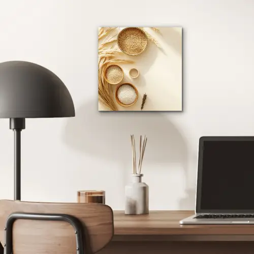 Granen - Hout - Kom - Beige aluminium wit klein -sfeer5