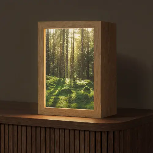 Bomen - Bos - Mos - Planten - Zon - Natuur Light Box met kabel (Tafellamp) klein -z3d_website
