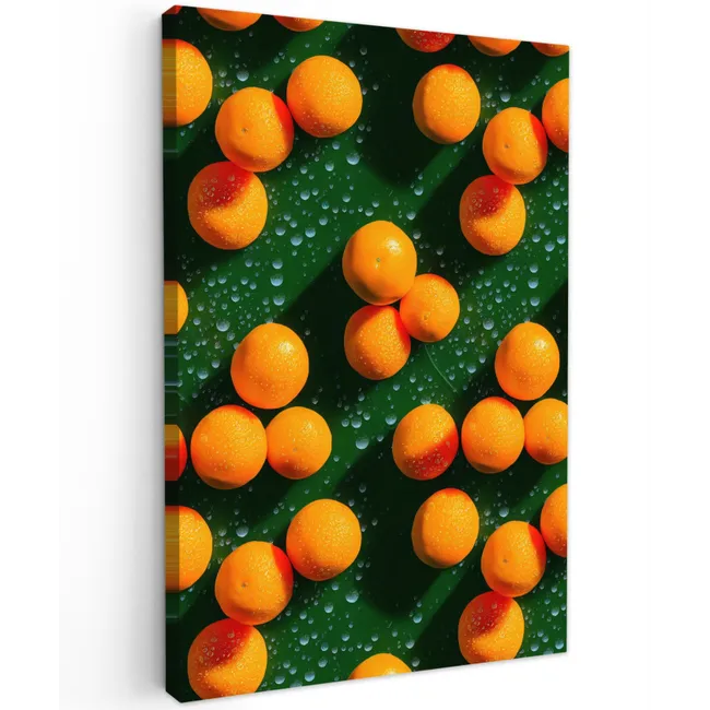 Mandarijn - Oranje - Druppels - Groen Tuinposter op houten frame 2 cm dik klein 841 -3d