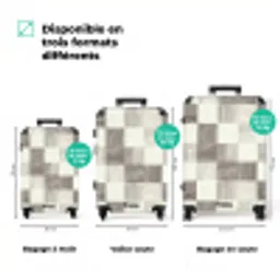 Patroon - Dambord - Houtnerf NBS - Handbagage koffer - Volwassenen Unisex middel zzzzzzVergelijking_3FR