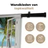 Doorkijk - Strand - Palmboom - Boot - Tropisch - Zee - Blauw Wandkleed katoen klein -sfeer2