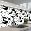 Lijnen - Gezichten - Zwart - Wit keuken achterwand 2 middel 871 -3d_schuin