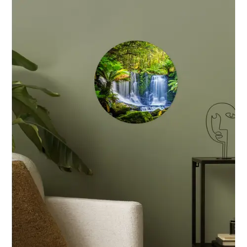 Jungle - Waterval - Australië - Planten - Natuur Wandcirkel behangsticker klein -sfeer2