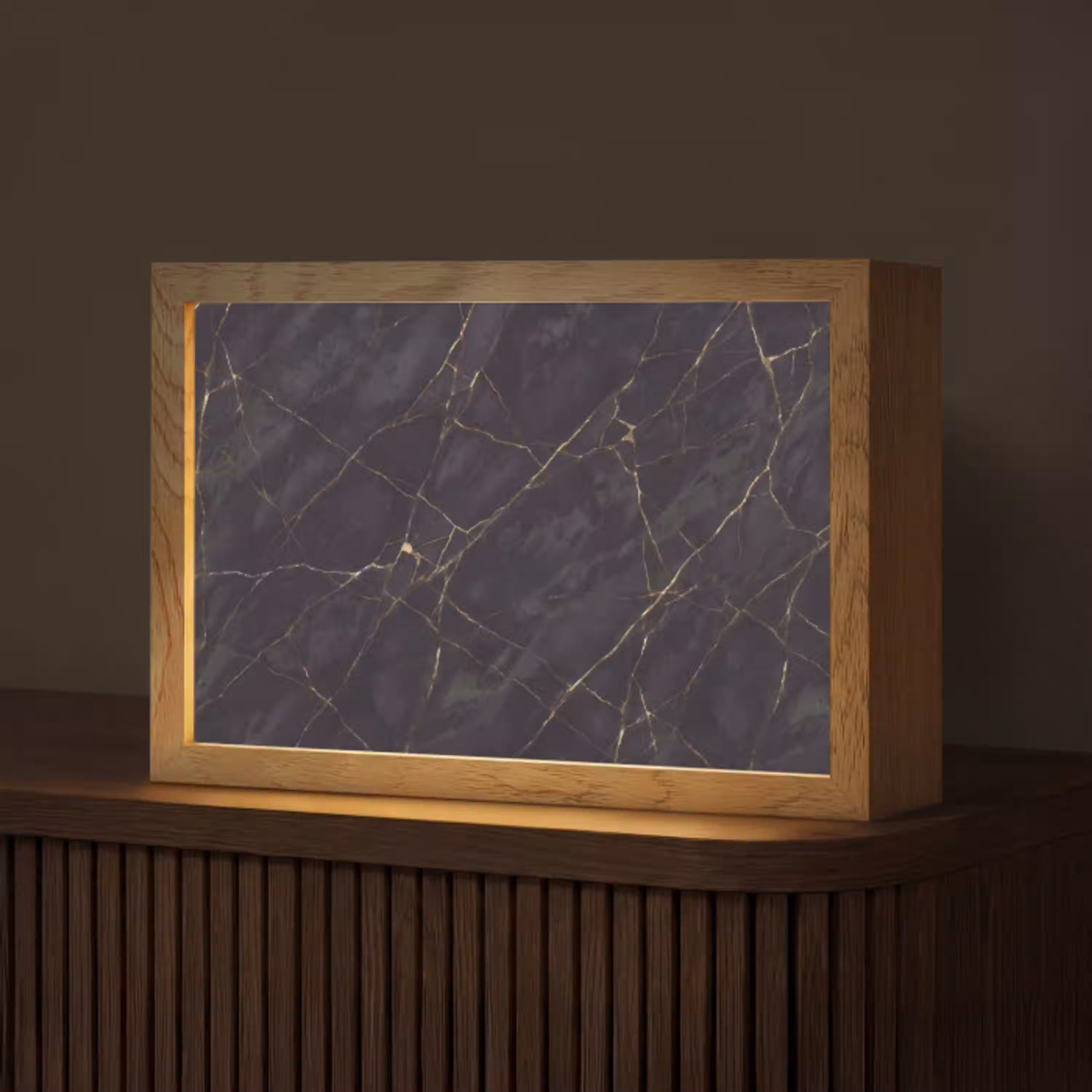 Textuur - Gouden lijnen - Abstract - Modern - Zwart Light Box met kabel (Tafellamp) klein -z3d_website