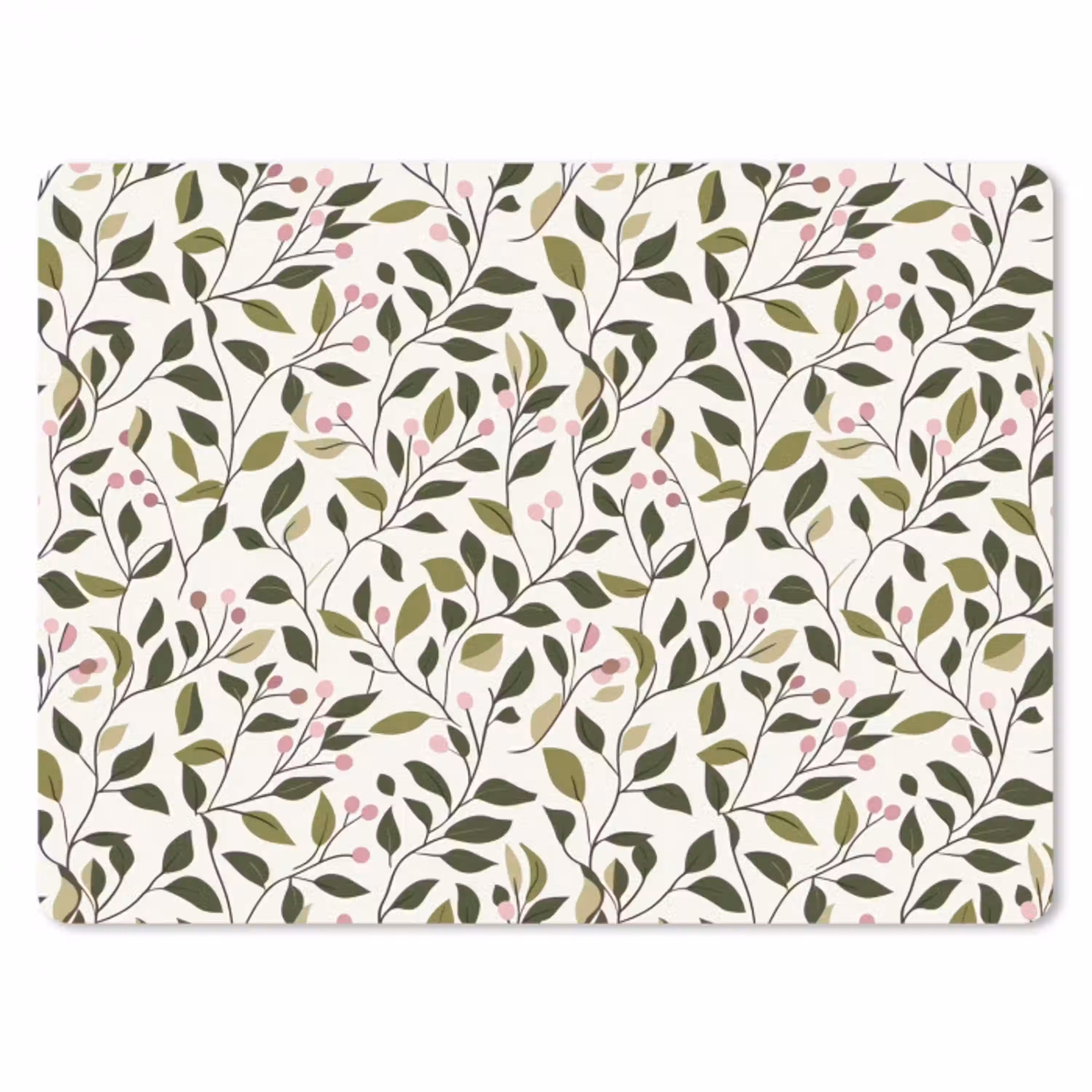 Bladeren - Bessen - Roze muismat rubber klein 262 -3d