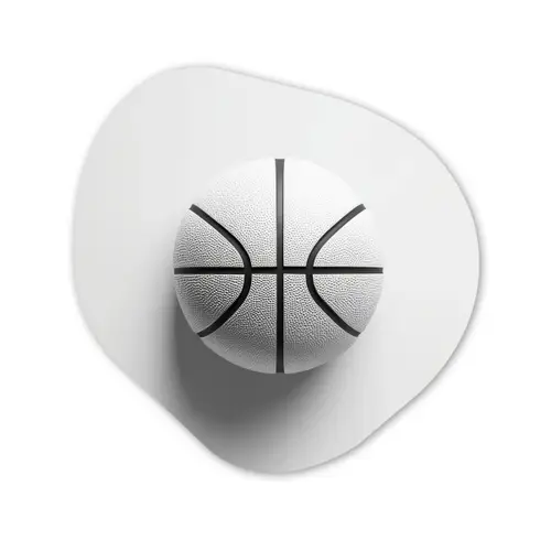 Basketbal - Wit - Schaduw - Lijnen Wandcirkel Organisch Forex 3mm klein -3d