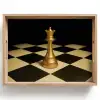 Koningin - Schaakstuk - Geblokt - Goud Dienblad Rechthoek middel -z3d_shopping
