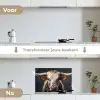 Stier - Kleurrijk - Hoorns keuken achterwand spatscherm klein -voor_na_NL