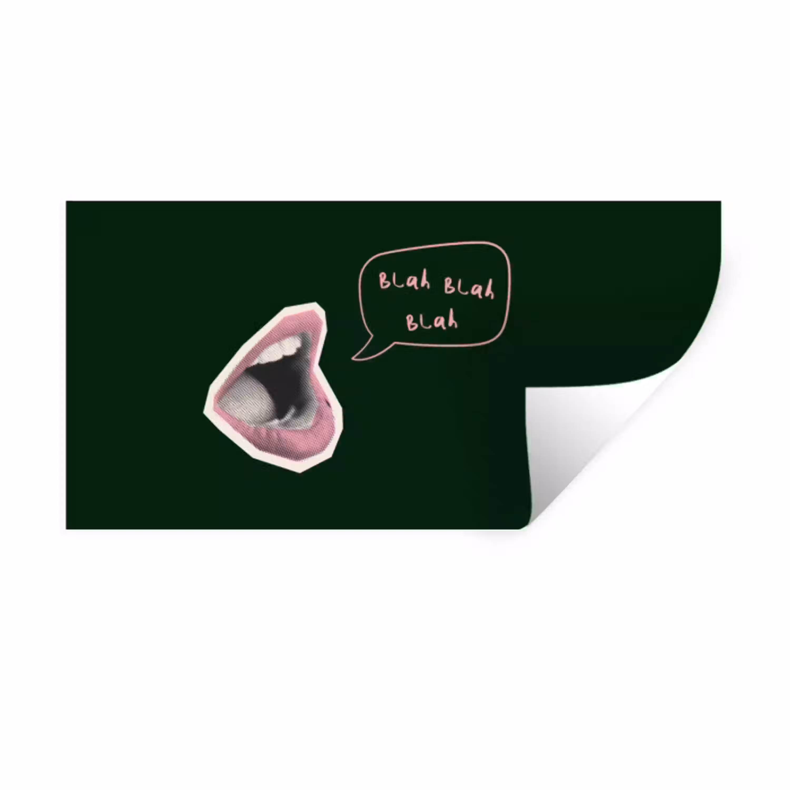 Illustratie - Mond - Donkergroen - Tekstwolkje Muursticker klein -3d