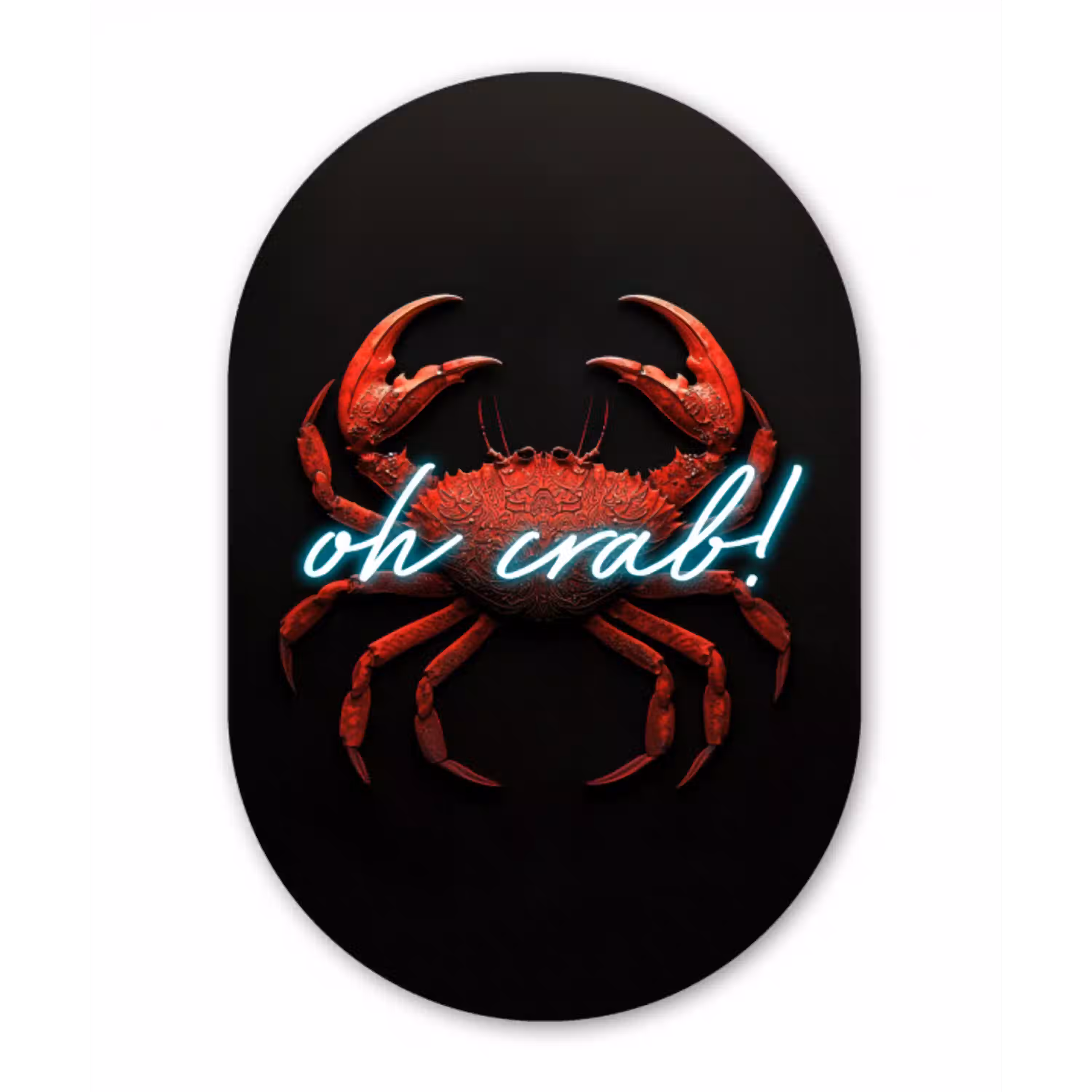 Krab - Rood - Neon - Quote Wandcirkel Ovaal Glas middel -3d