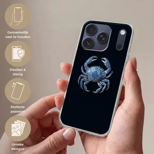 Krab - Delfts blauw - Dieren Telefoonhoesje iPhone 17 Pro klein -sfeer3_NL