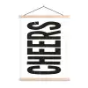 Retro - Cheers - Zwart - Decoratie textielposter latten blank klein -3d