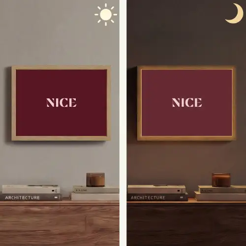 Nice - Bordeaux - Roze Light Box met batterij (Wandlamp) middel -sfeer3