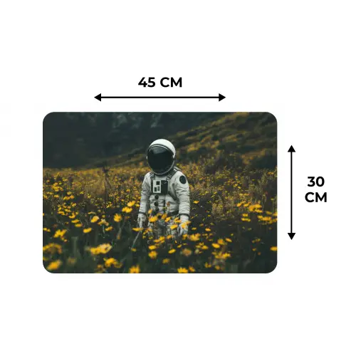 Astronaut - Bloemen - Veld - Geel Placemat vinyl groot -specs