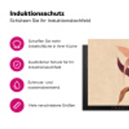Minimalistisch - Bloem - Bladeren - Beige Inductie beschermer vinyl 3mm klein -zzzzzzz-lf-ups