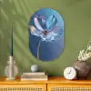 Blauw - Bloem - Glazen - Sierlijk Wandcirkel Ovaal Forex klein -sfeer2