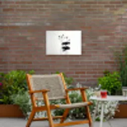 Bladeren - Zwart - Lotusbloem - Minimalitisch Tuinposter op houten frame 2 cm dik klein -sfeer3