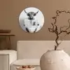 Schotse hooglander - Krant - Toilet - WC - Grijs - Wit - Koe - Horens Wandcirkel kunststof plaat 5mm dik klein -sfeer1