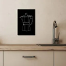 Mokkapot - Zwart - Wit - Lijntekening KitchenYeah - Keuken - Canvas klein -sfeer2