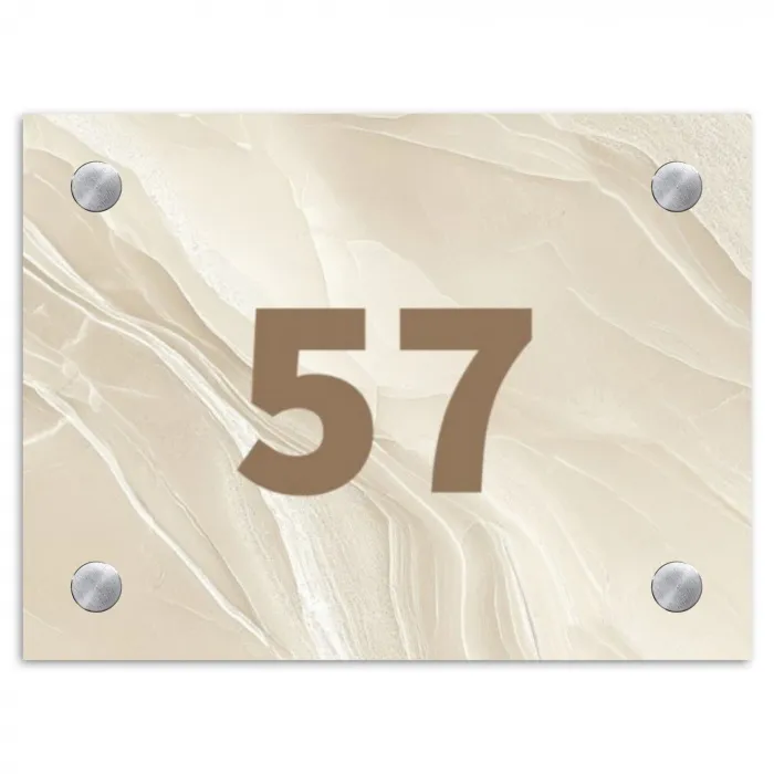 Beige marmer - Traditioneel Naambord Rechthoek middel -3d