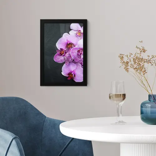 Orchidee - Bloemen - Roze - Flora fotolijst zwart zonder passe partout klein -sfeer4