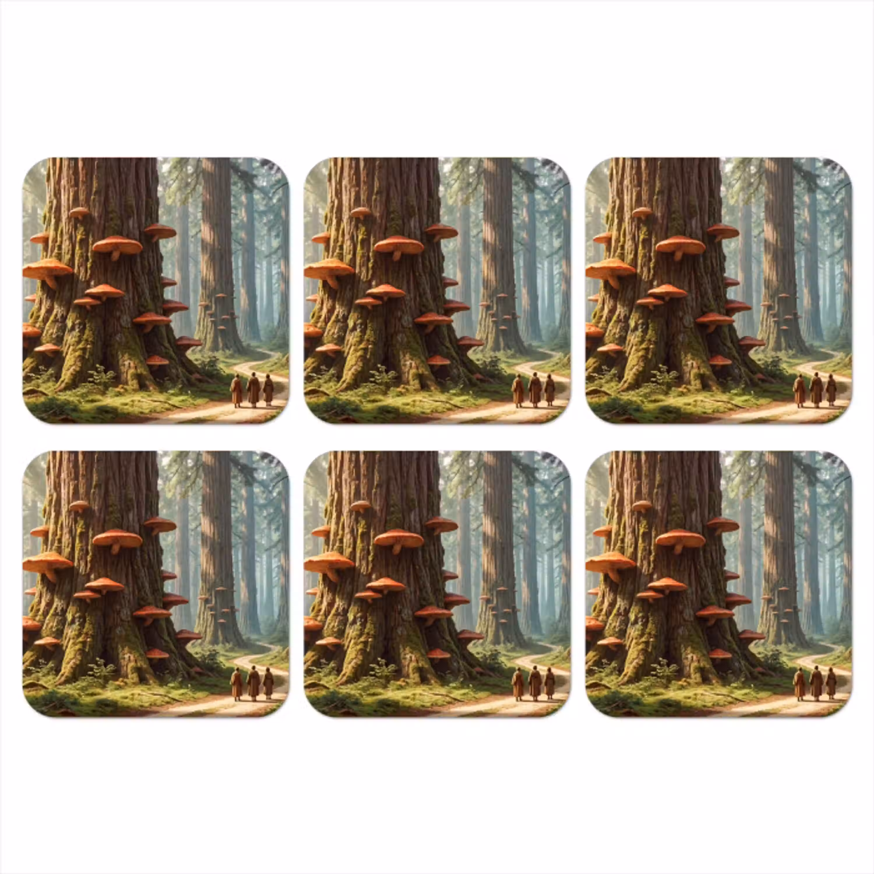 Bos - Bomen - Natuur onderzetter kurk middel -3d