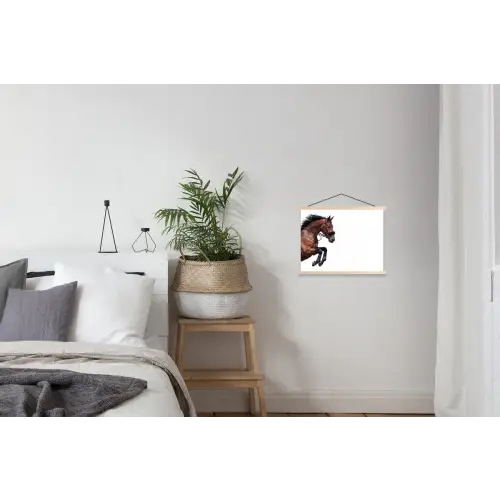 Paard - Springen - Modern textielposter latten blank klein -woonkamer
