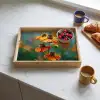 Oranje bloemen - Levendig - Wazige achtergrond Dienblad Rechthoek middel -sfeer2
