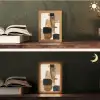 Vlakken - Abstract - Zwart - Strepen Light Box met kabel (Tafellamp) klein -sfeer3