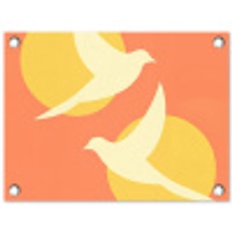 Vogels - Cirkels - Geel tuinposter los doek klein -3d