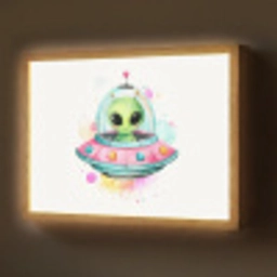 Alien - Ufo - Kleurrijk Light Box met batterij (Wandlamp) middel -z3d_website