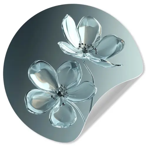 Kristal - Bloemen - Grijs Wandcirkel behangsticker klein -3d