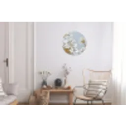 Illustratie - Bloemen - Blauw Wandcirkel aluminium klein -woonkamer