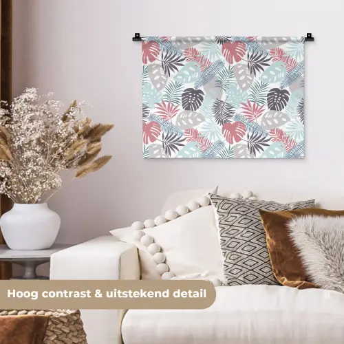 Monstera - Pastel - Bladeren - Tropical Wandkleed katoen klein -sfeer1