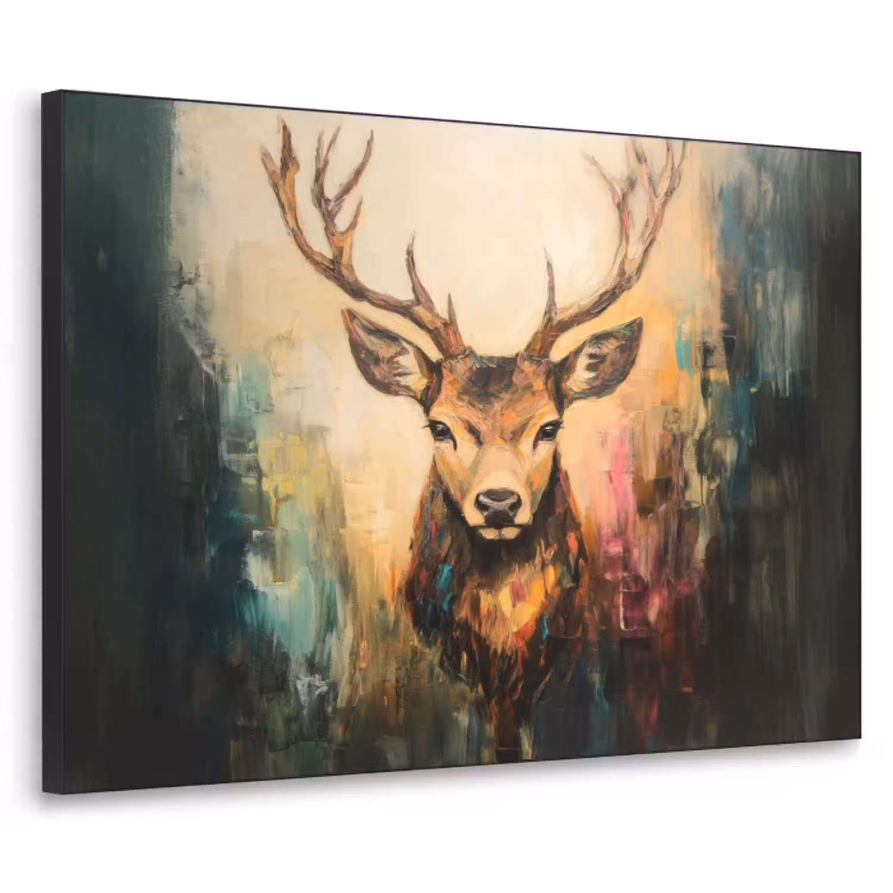 Hert - Geverfd - Gewei - Bruin Textielframe - compleet frame klein -3d