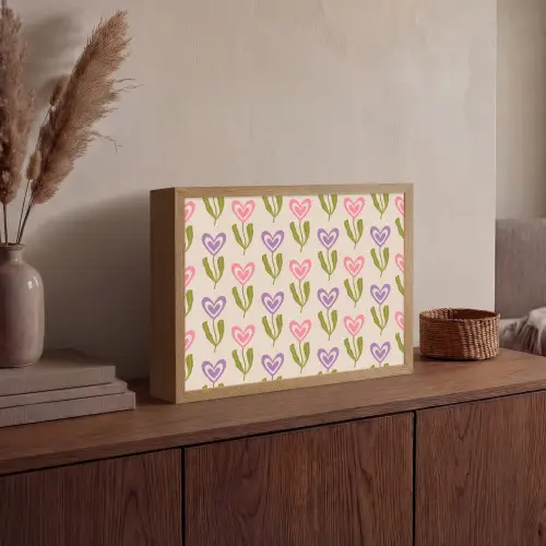 Bloemen - Hartjes - Patroon Light Box met batterij (Wandlamp) middel 907 -sfeer2