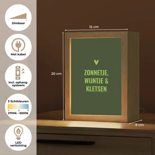 Donkergroen - Quote - Zon - Zomer Light Box met kabel (Tafellamp) klein -USP_NL
