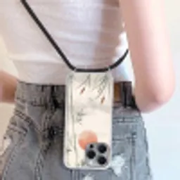 Minimalistisch - Bamboe - Groen Hoesje iPhone 16 Pro Max met koord klein -sfeer5